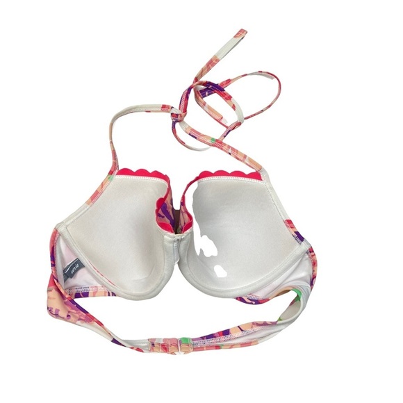 Aerie Floral Padded Bikini Top Women's Size 34C Scalloped Supportive Swimwear - Picture 2 of 5
